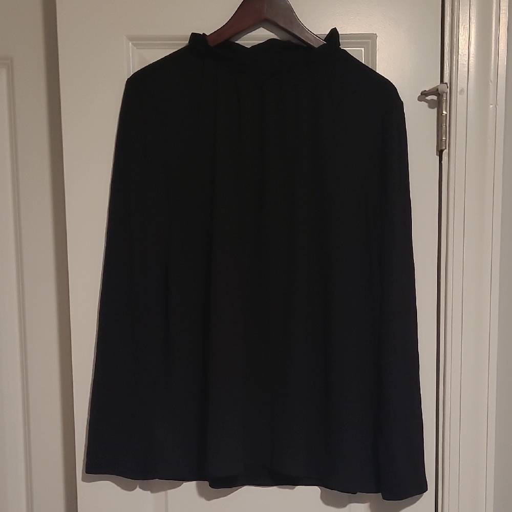 Ann Taylor Classic Black Mixed Media Blouse